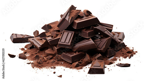 Fresh organic broken chocolate pieces transparent png background. Chocolate png