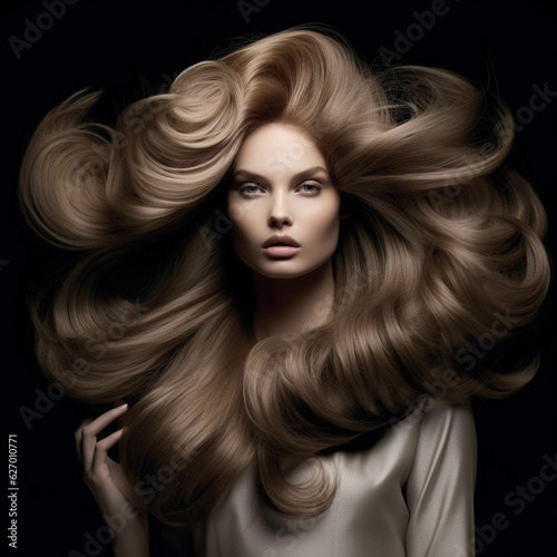 Hair Model Beauty Portrait. Generative AI.