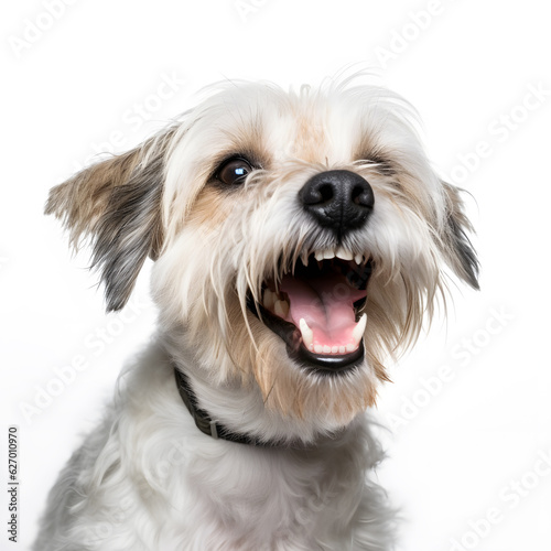 happy dog on isolated white background 