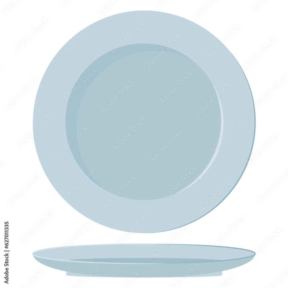 Blue plate top and side view Blue plate top and side view