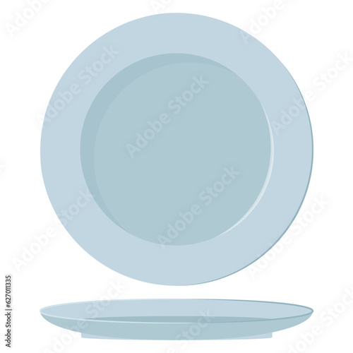 Blue plate top and side view
