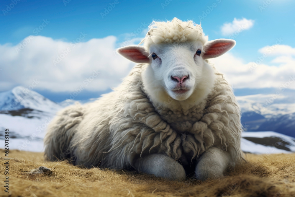 Beautiful sheep in nature. Generative AI Beautiful sheep in nature. Generative AI