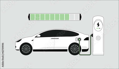 Electric vehicle, Ev car charging vector art for infographic