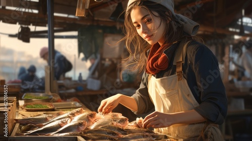 fish woman in the market
