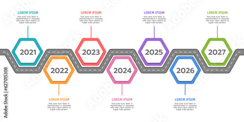 Timeline infographic design template. Milestone, Roadmap, Planning. Report and Information. Business Presentation. Vector illustration.