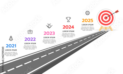 Achievement Goals Pathway Infographic. Business presentation. Vector illustration.
