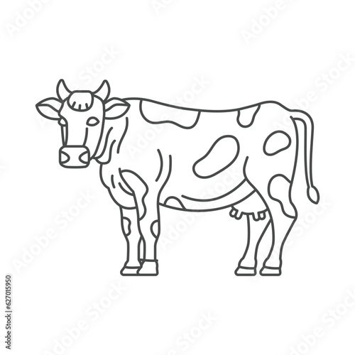 Farm animal cow line icon design. Cow illustration. Domestic animal icon vector editable stroke. Cow line icon.