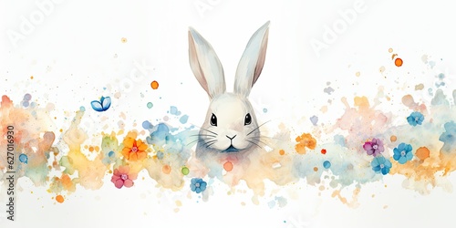  Watercolor Bunny   Whimsical Watercolor Bunny - Children's Illustration - Full Shot - Cartoon Style Generative AI Digital Illustration