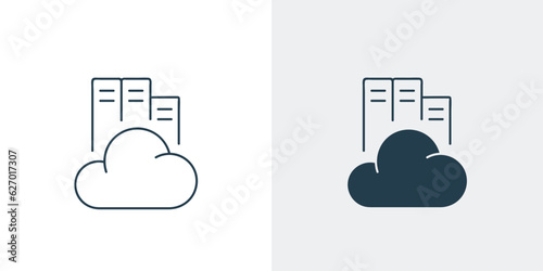 Cloud Server Icon Vector. Outline illustration of Cloud library and cloud server