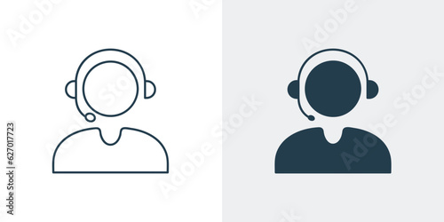 Call center Customer Service Icon. Call Center Operator Wearing Headphone vector illustration