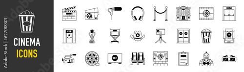 Cinema icons set. Movie simple icons vector illustration.
