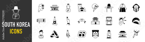 Set of south korea icons. Art style icons bundle. vector illustration