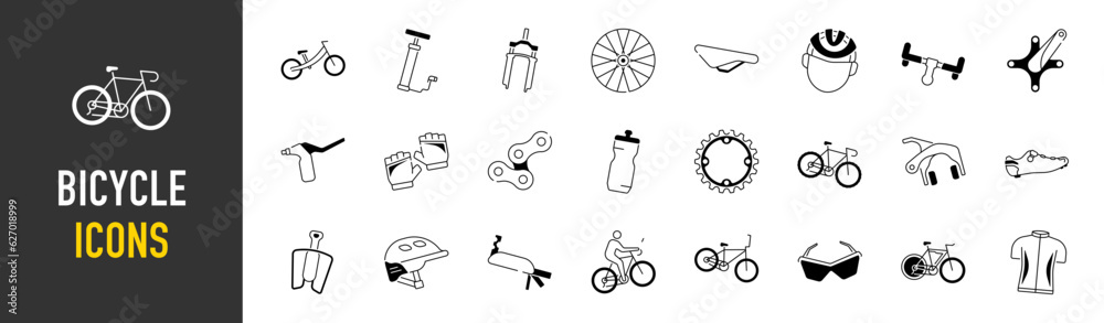 Bicycle, cyclists icons set. Bicycle ride, icon vector collection.
Bicycle, cyclists icons set. Bicycle ride, icon vector collection.