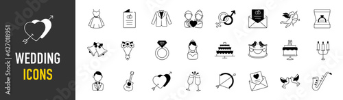 Set of wedding icon. Vector illustration - 64x64 pixel perfect