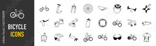 Bicycle, cyclists icons set. Bicycle ride, icon vector collection.	
