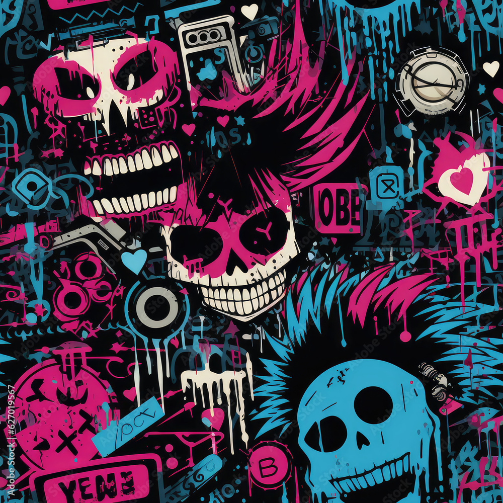 Graffiti art seamless repeat pattern, colorful funky
Graffiti art seamless repeat pattern, colorful funky