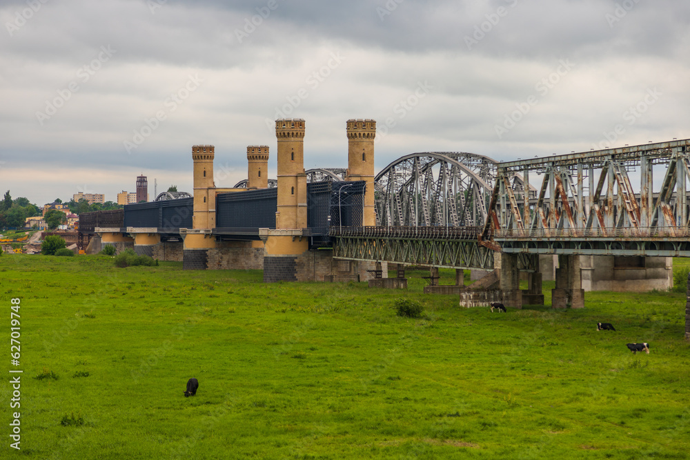 Fototapeta premium Old bridge on the river Vistula in Tczew, Poland