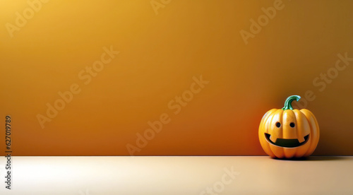 Halloween pumpkin jack o lantern isolated on orange background generative ai