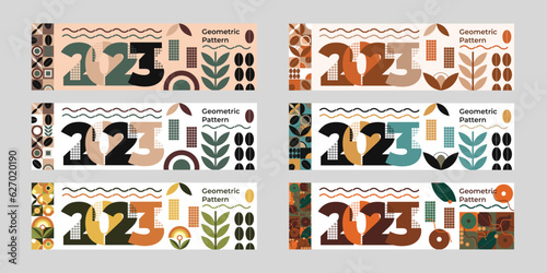 Set of vector horizontal banners, geometric shapes, abstract elements. Shayulon horizontal banner.