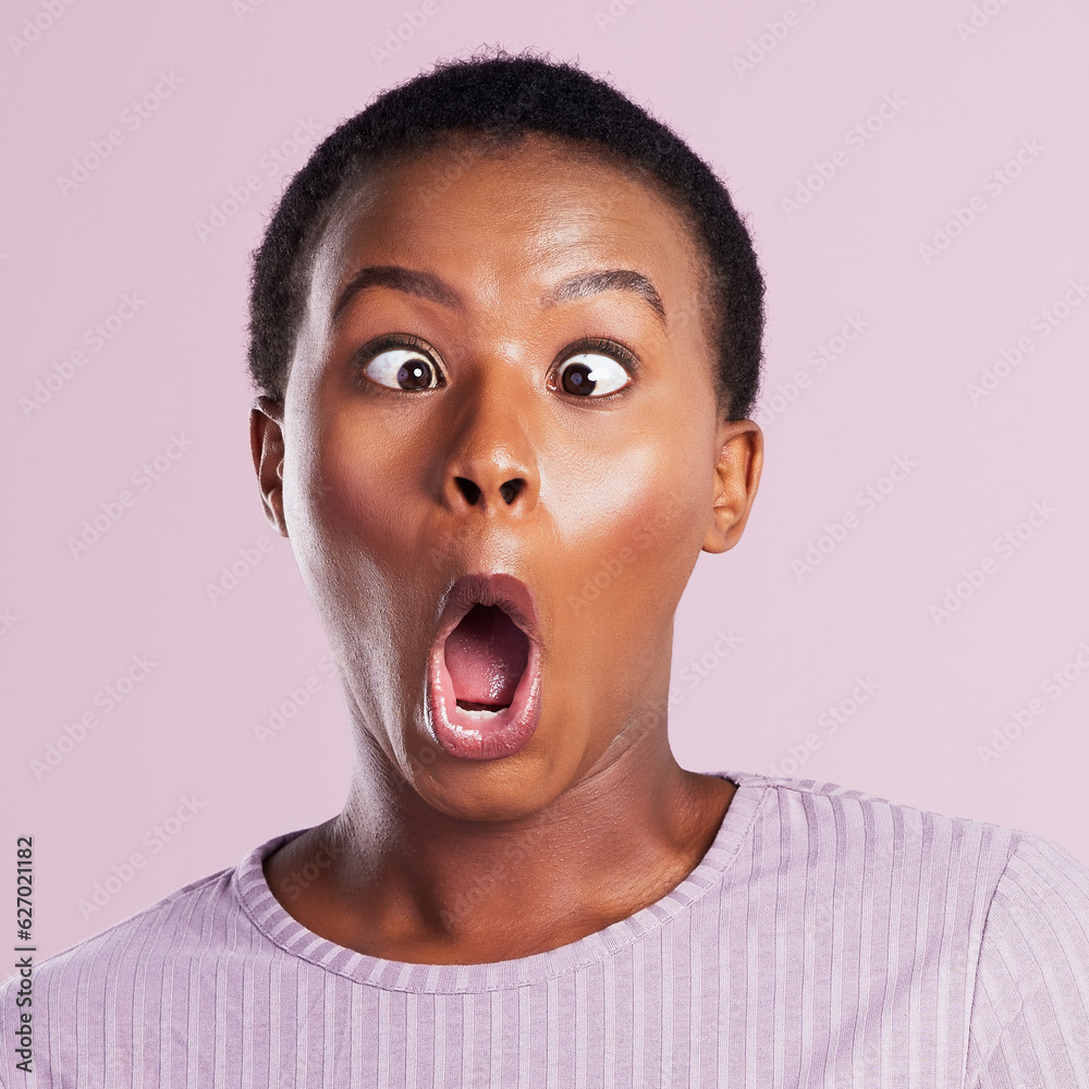 Woman, squinting and portrait in pink studio background with closeup in africa on emoji. Female person, face and squint eyes with funny expression for comedy with goofy girl with joy and humour. Woman, squinting and portrait in pink studio background with closeup in africa on emoji. Female person, face and squint eyes with funny expression for comedy with goofy girl with joy and humour.