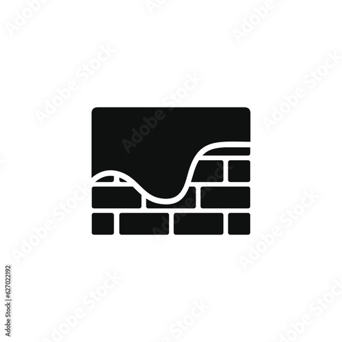 Plastering brick wall icon isolated on white background