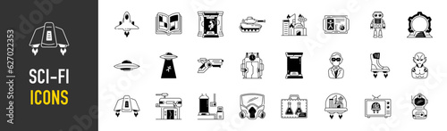 Set of thin science fiction Icons. Vector icon illustration	

