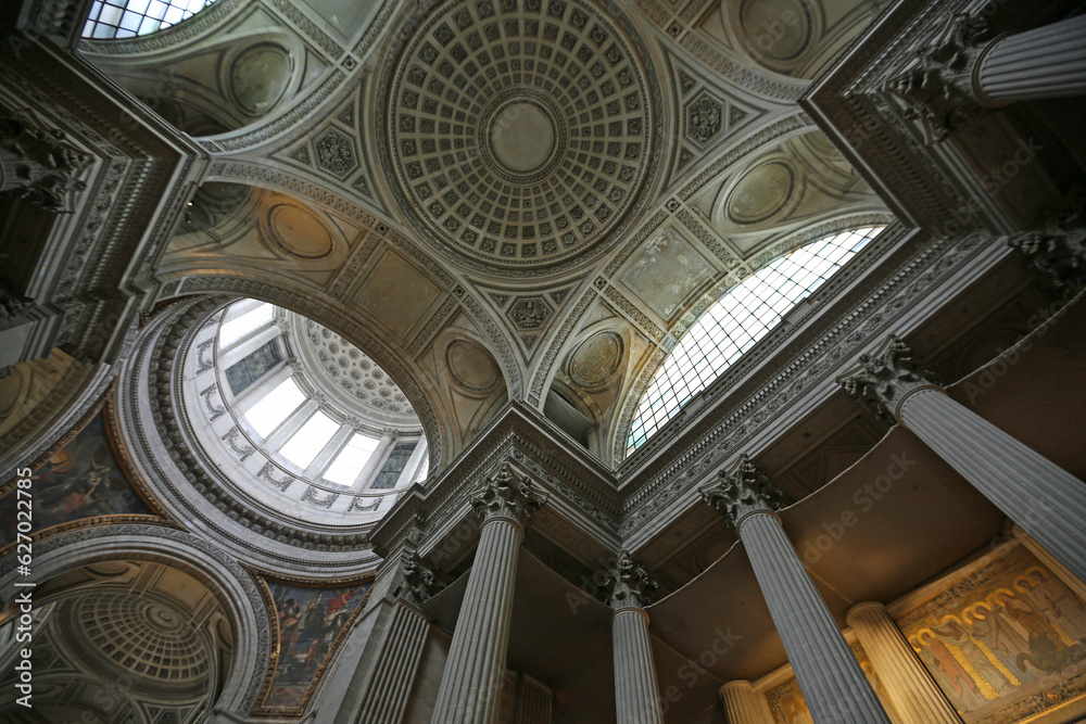 Ceiling in Pantheon - 18th century Pantheon interior, Paris, France