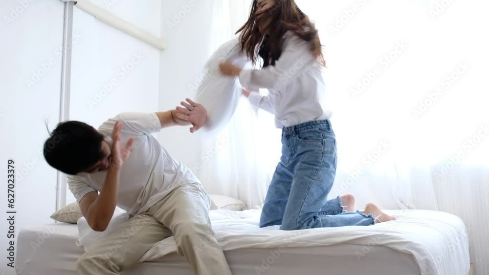 Asian young couples quarreling and using violence to solve problems cause family problems and domestic violence.