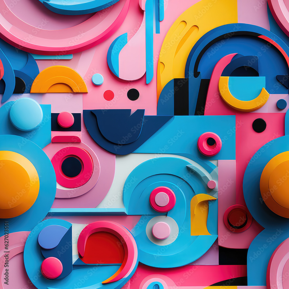 Obraz premium Colorful abstract 3d seamless repeat futuristic pattern 