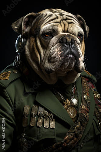 english bulldog portrait, Generative AI