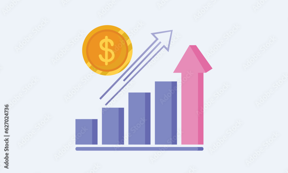 Add money growth icon, progress marketing.on white background.Vector Design Illustration. Add money growth icon, progress marketing.on white background.Vector Design Illustration.