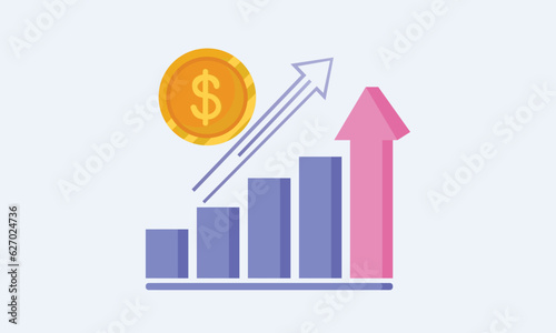 Add money growth icon, progress marketing.on white background.Vector Design Illustration.