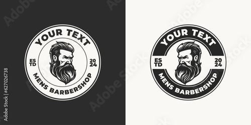 Set of vintage barbershop emblems, labels, badges, logos.
