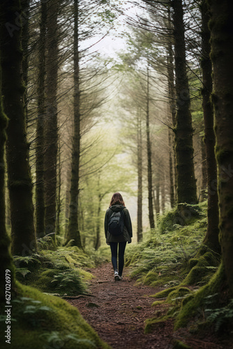 woman standing in forest