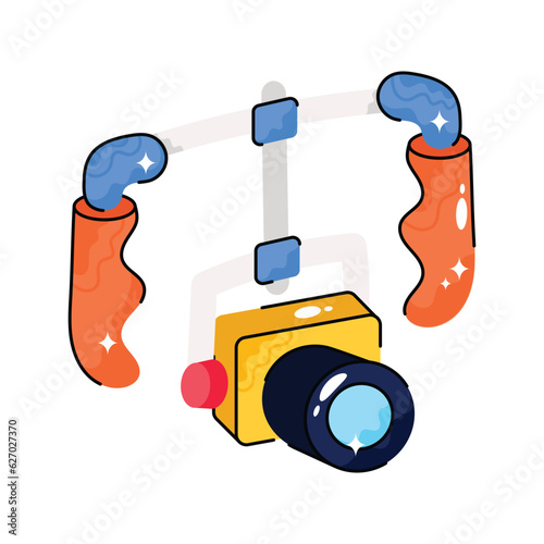 Drone camera vector filled outline Sticker. EPS 10 file