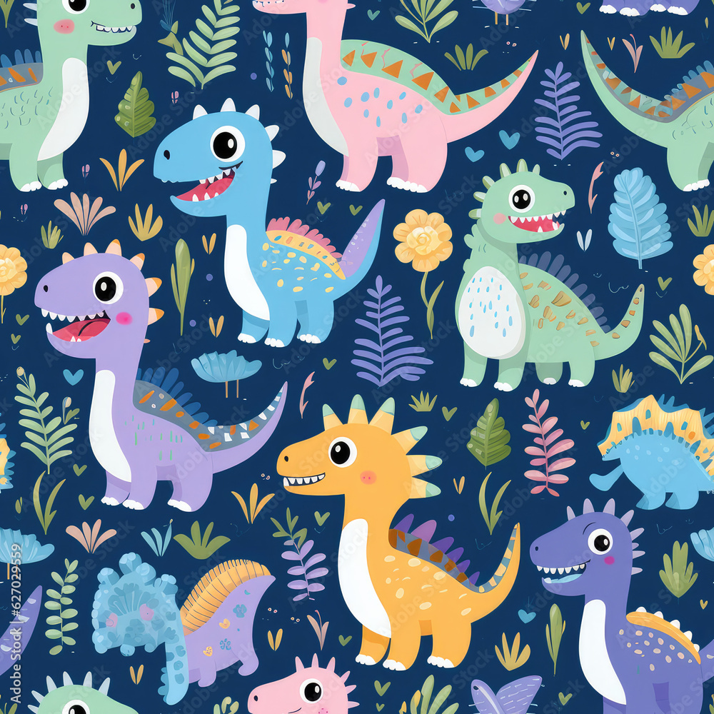 Cartoon dinosaurs childish seamless repeat pattern
Cartoon dinosaurs childish seamless repeat pattern