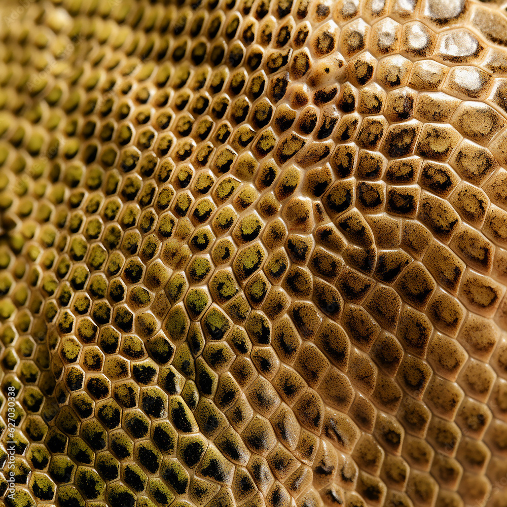 Texture of brown iguana skin, details of lizard skin with scales, close-up