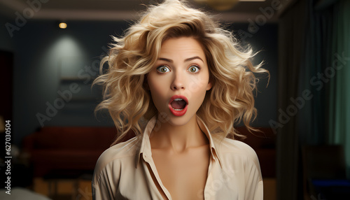 Attractive woman with the look of shock on her face 