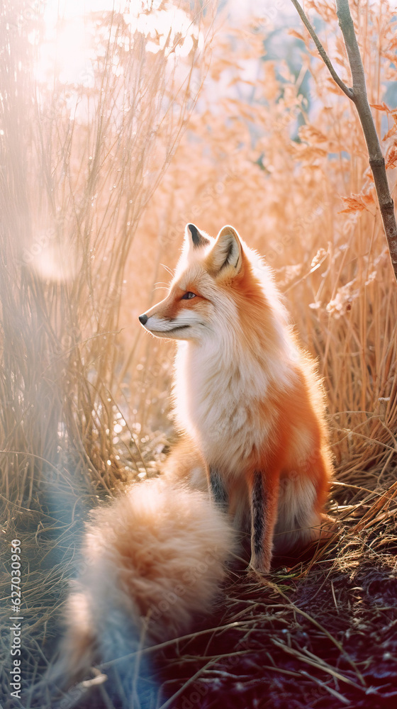 Naklejka premium Forest Fox, Animal Photography, Nature Photography,red fox in the woods,red fox in the forest,red fox cub