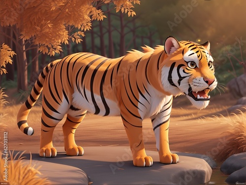 3D cartoon of a tiger 