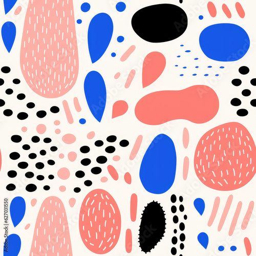 Floral abstract retro pop art boho repeat pattern
