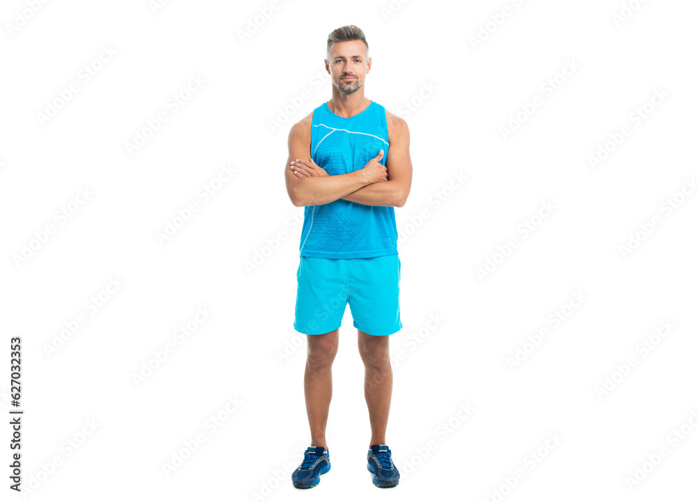 full length of confident athlete. confident athlete wearing sport wear stands alone. The male sport athlete pose on studio. sport athlete with fit body isolated on white. Sport and healthy lifestyle full length of confident athlete. confident athlete wearing sport wear stands alone. The male sport athlete pose on studio. sport athlete with fit body isolated on white. Sport and healthy lifestyle