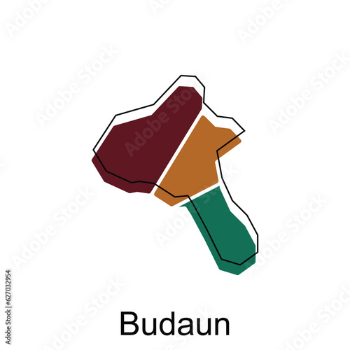 Budaun map illustration design, vector template with outline graphic sketch style isolated on white background photo