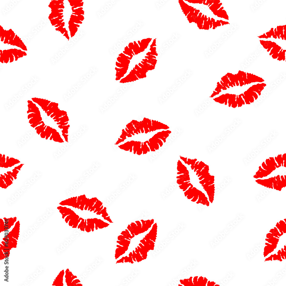 Seamless pattern with red lips kisses prints Seamless pattern with red lips kisses prints