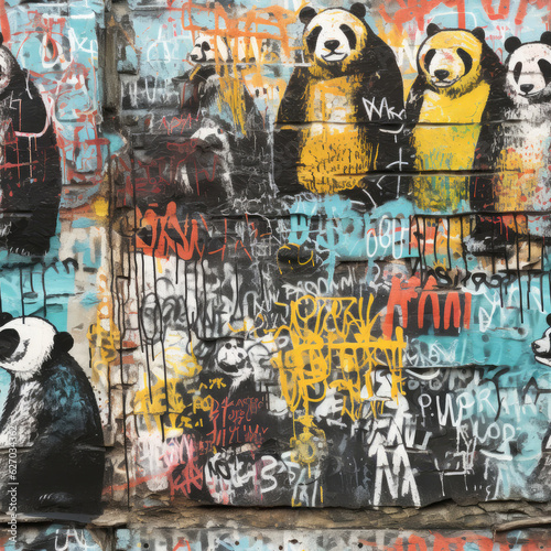 Graffiti art animal repeat pattern, colorful funky   © Roman