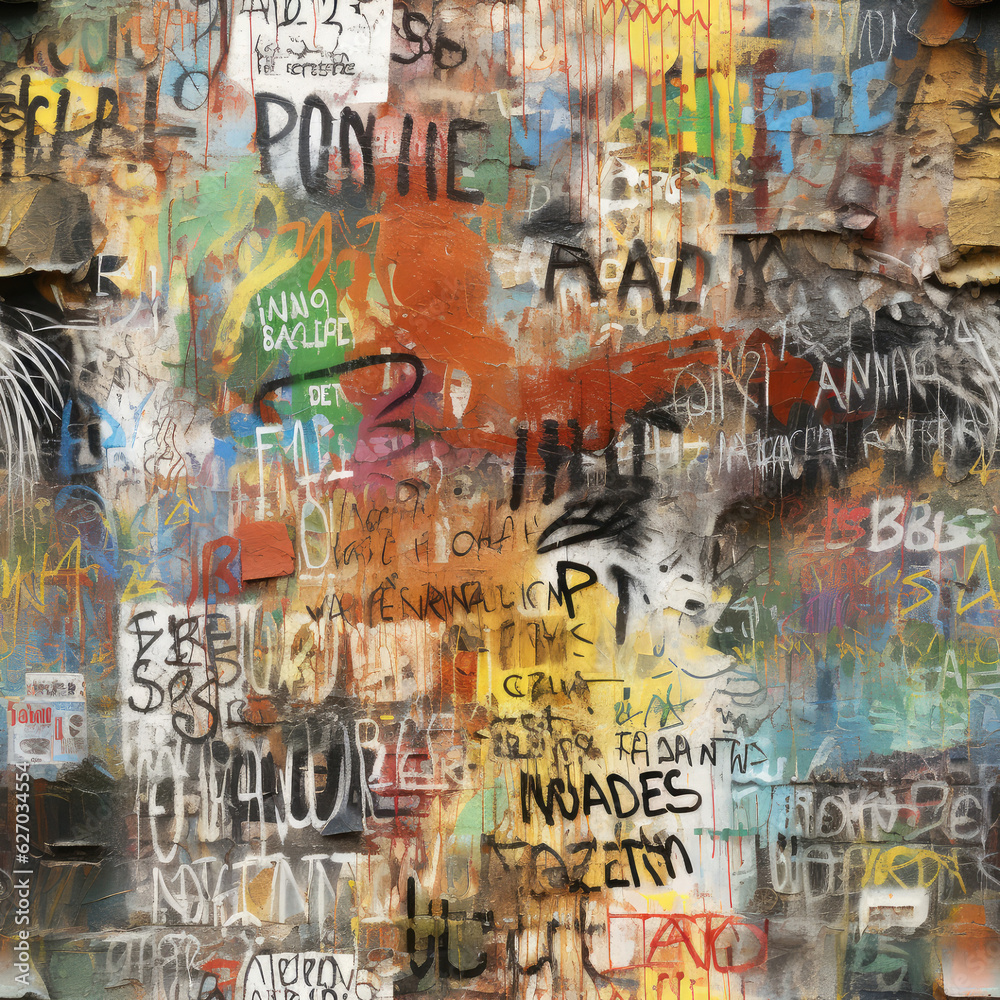 Fototapeta premium Graffiti art abstract repeat pattern, colorful funky 