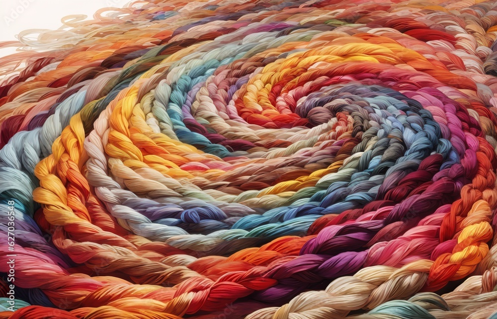 Colored Swirl Made Of Piles Of Yarn