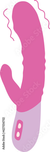 Sex toy vibrator rabbit vector illustration, flat style isolated adult toy on white background
