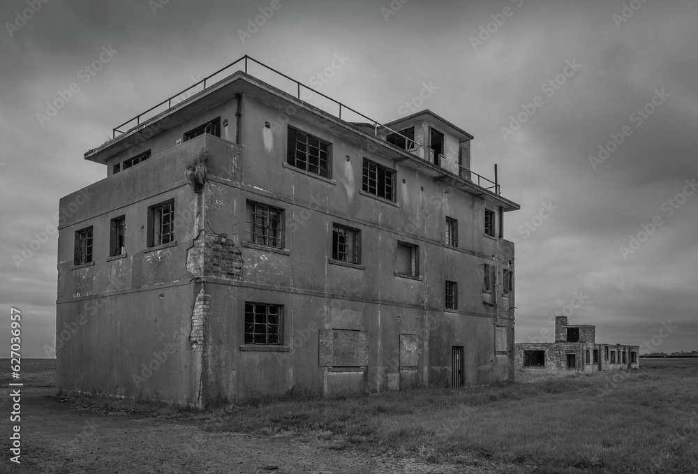 Abandoned tower buildig on a historic airfield. Abandoned tower buildig on a historic airfield.