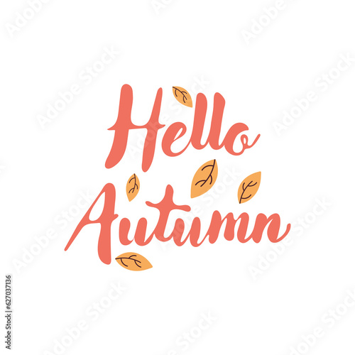 Hello autumn lettering  vector illustration